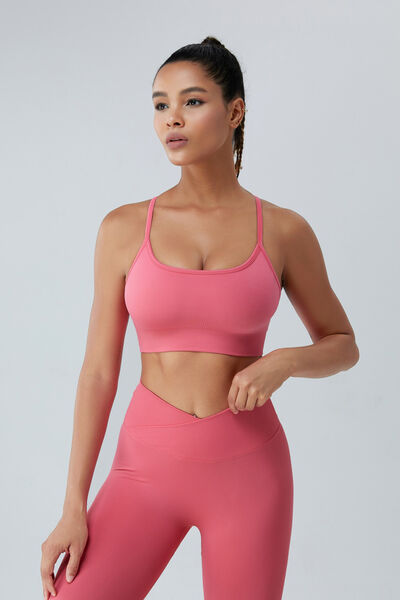 Crisscross Spaghetti Strap Active Bra